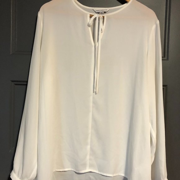 White Tie-front Blouse - Picture 1 of 1